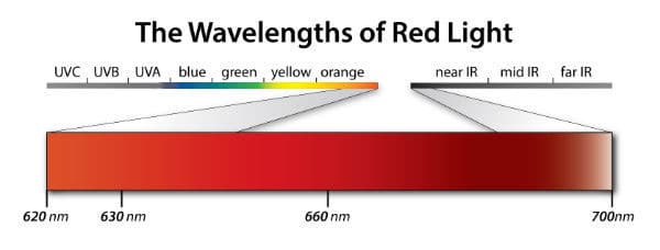 Wavelengths of the red light therapy